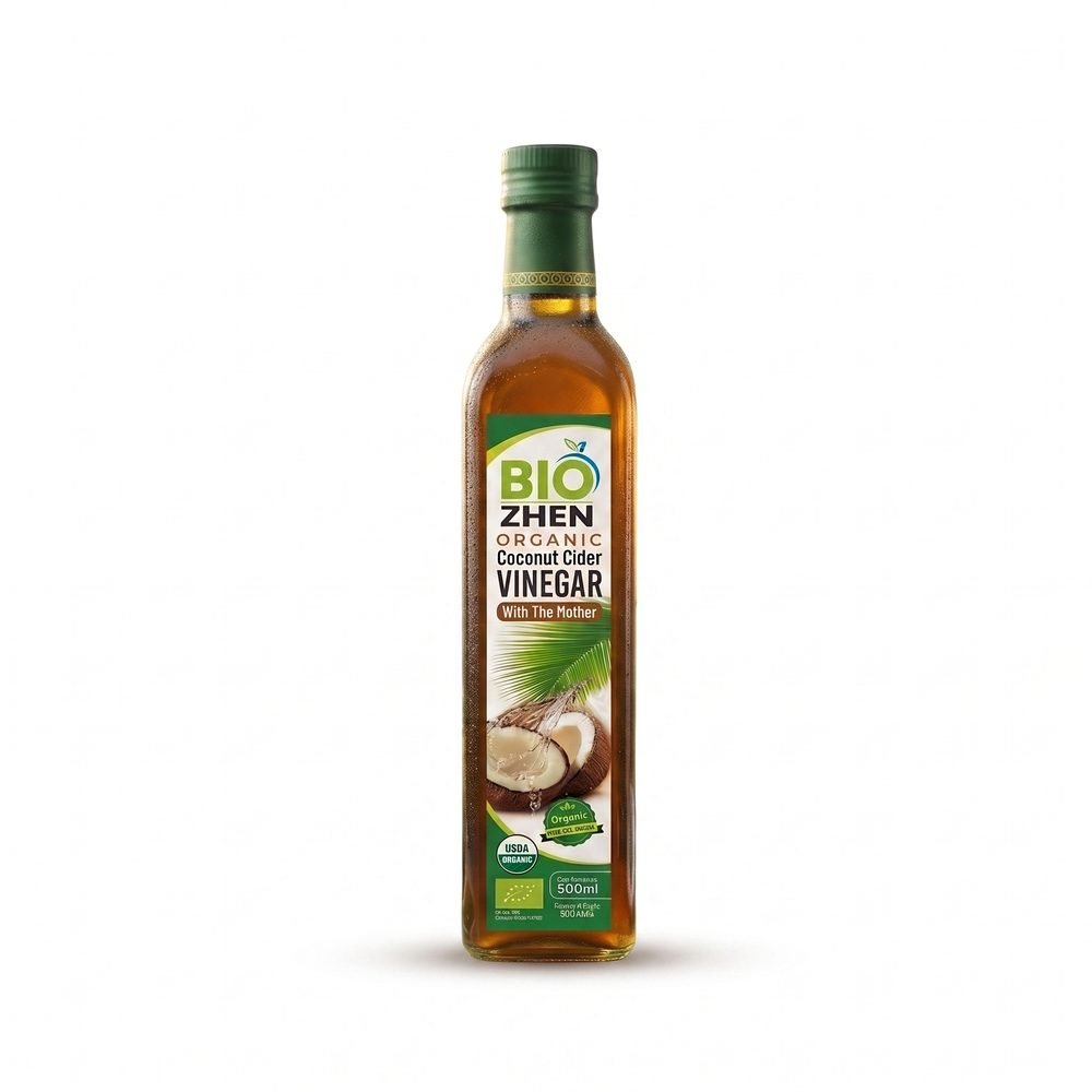 BioZhen Organic Coconut Cider Vinegar with the Mother, 500 ml bottle